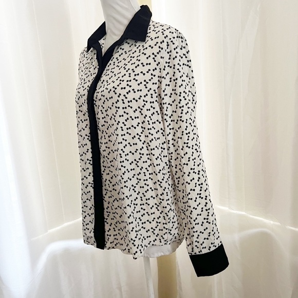 LC Lauren Conrad bow print Shirt Size Medium - Picture 2 of 8